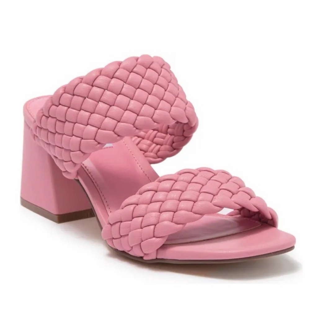 Steve Madden Daphne Braided Double Strap Block Heel Sandals in Bubblegum Pink 9
